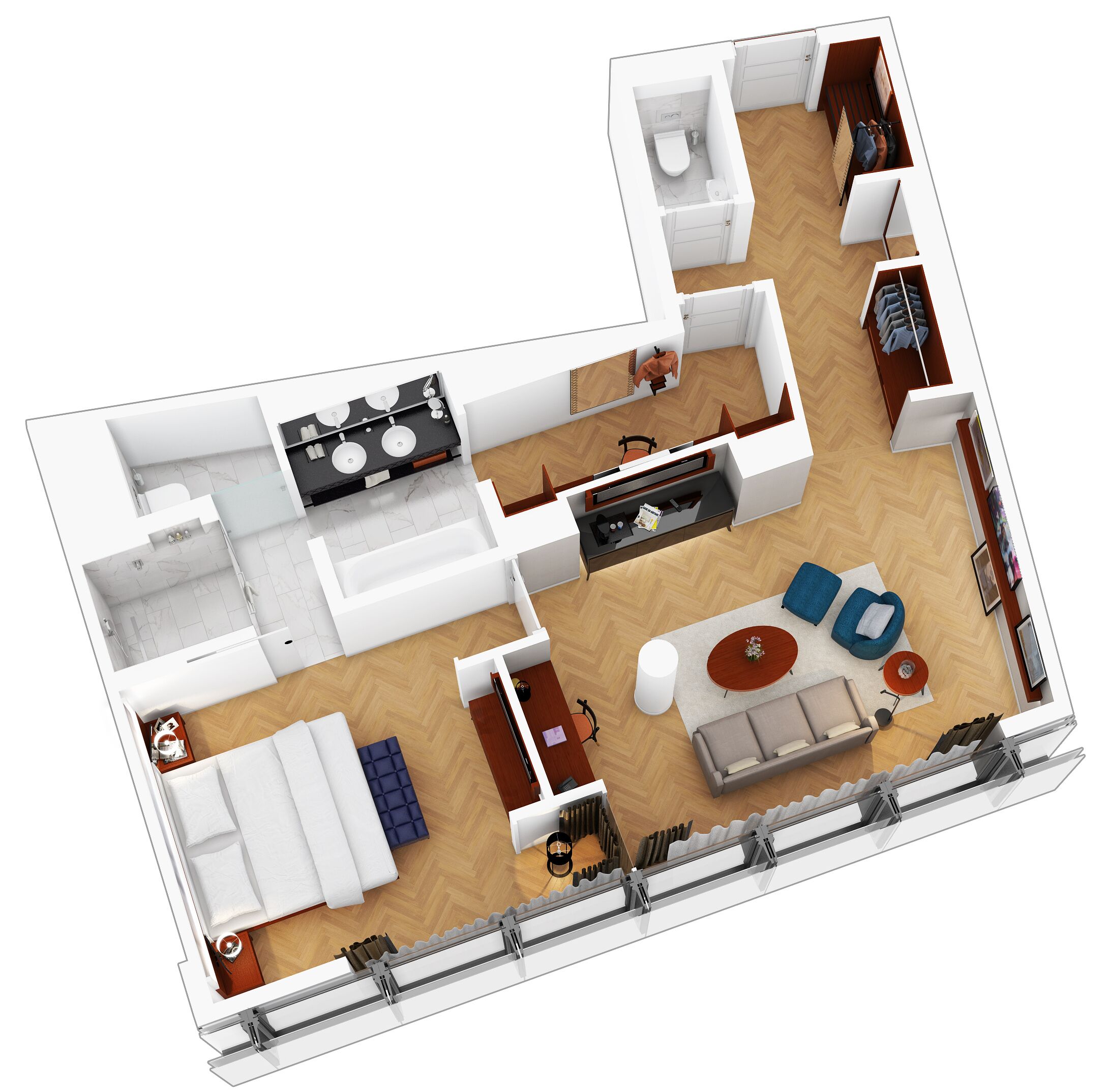 Suite, 1 kingsize-seng | Planløsning