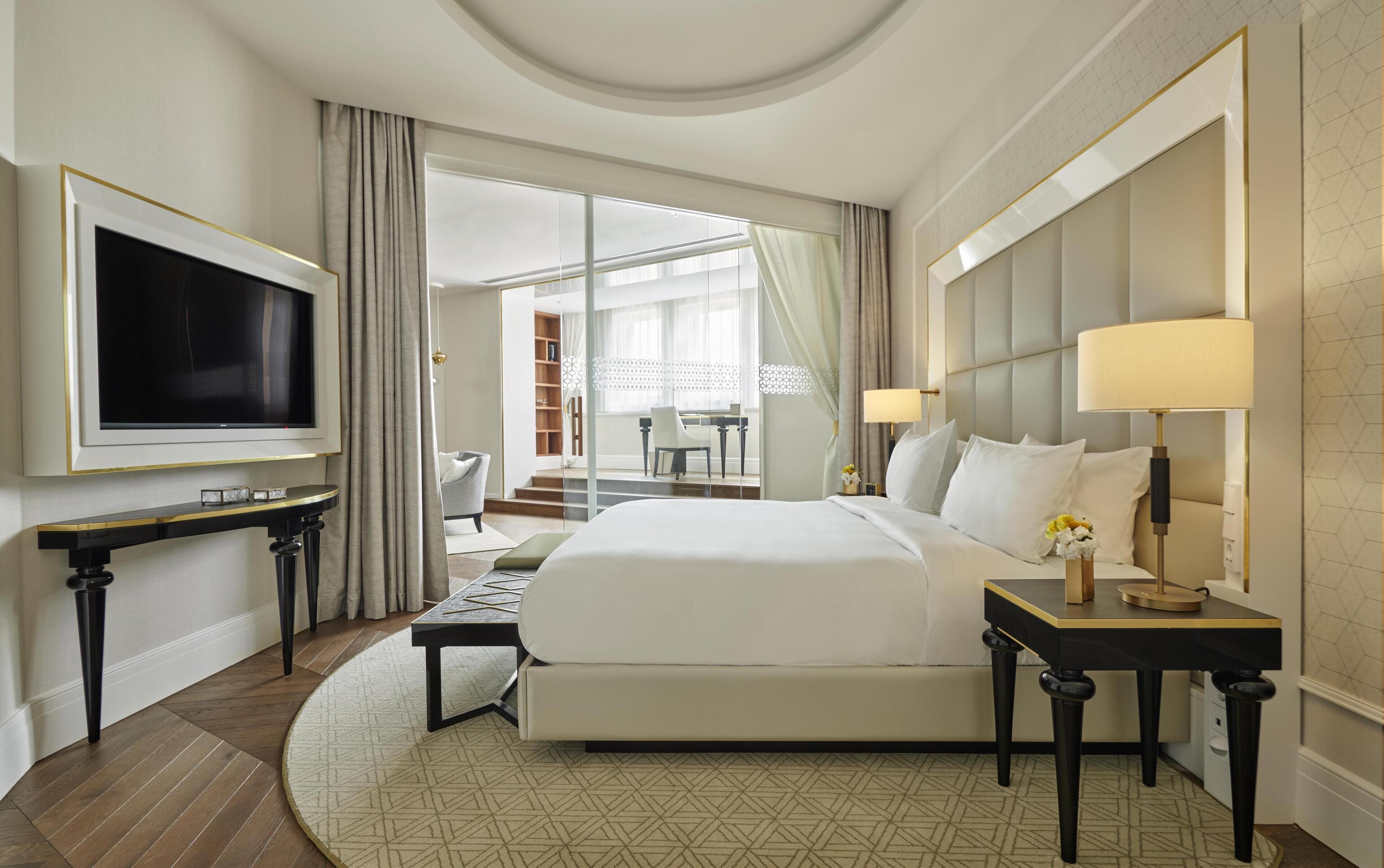 egyptian cotton sheets, premium bedding, pillow-top beds, minibar