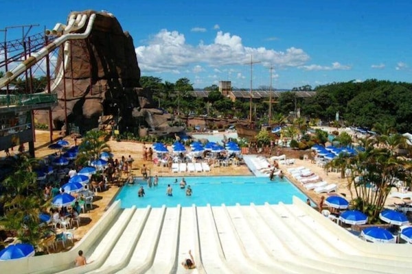 Outdoor pool, sun loungers