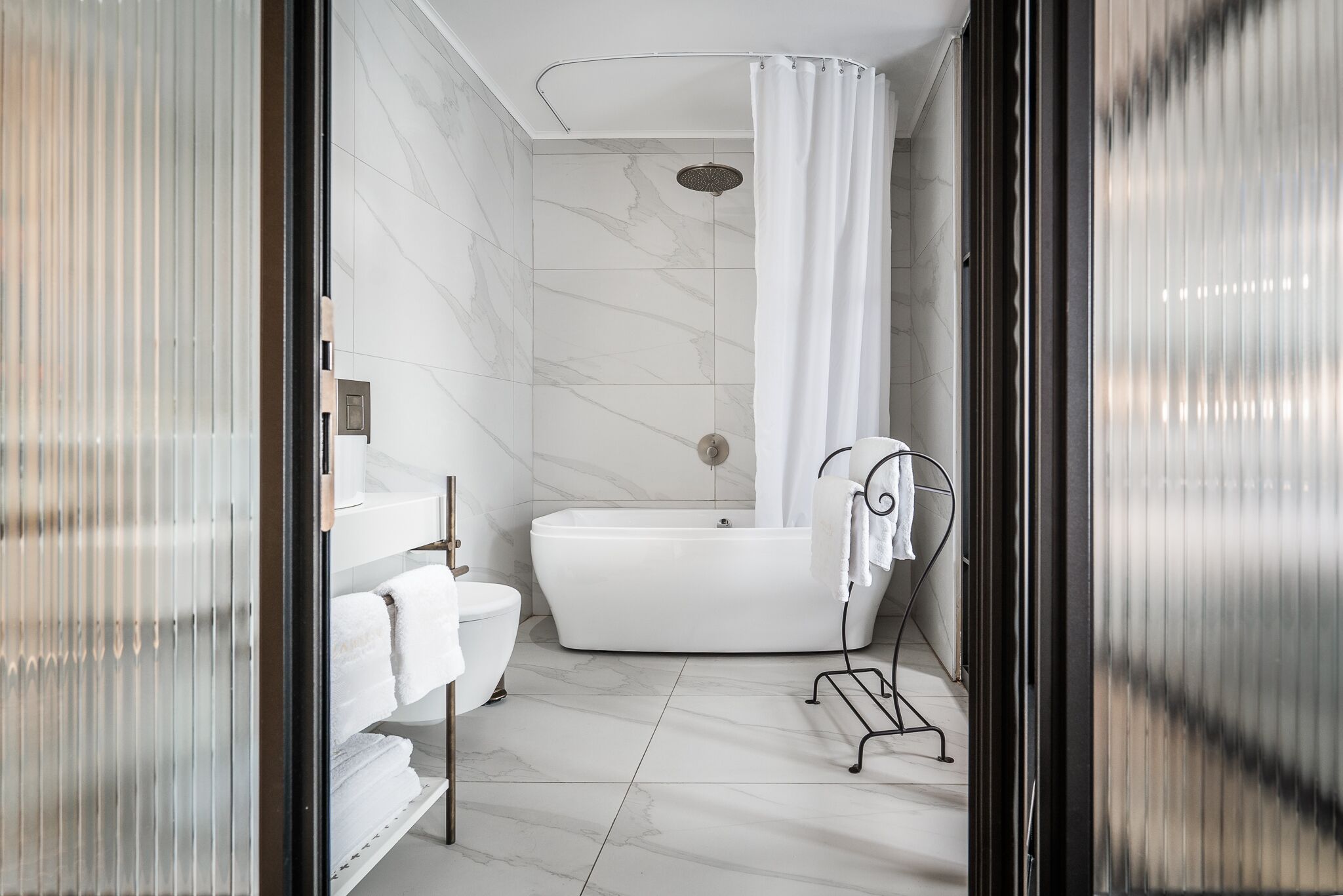 design room, partial sea view | bathroom | jetted bath, designer toiletries, hair dryer, bathrobes