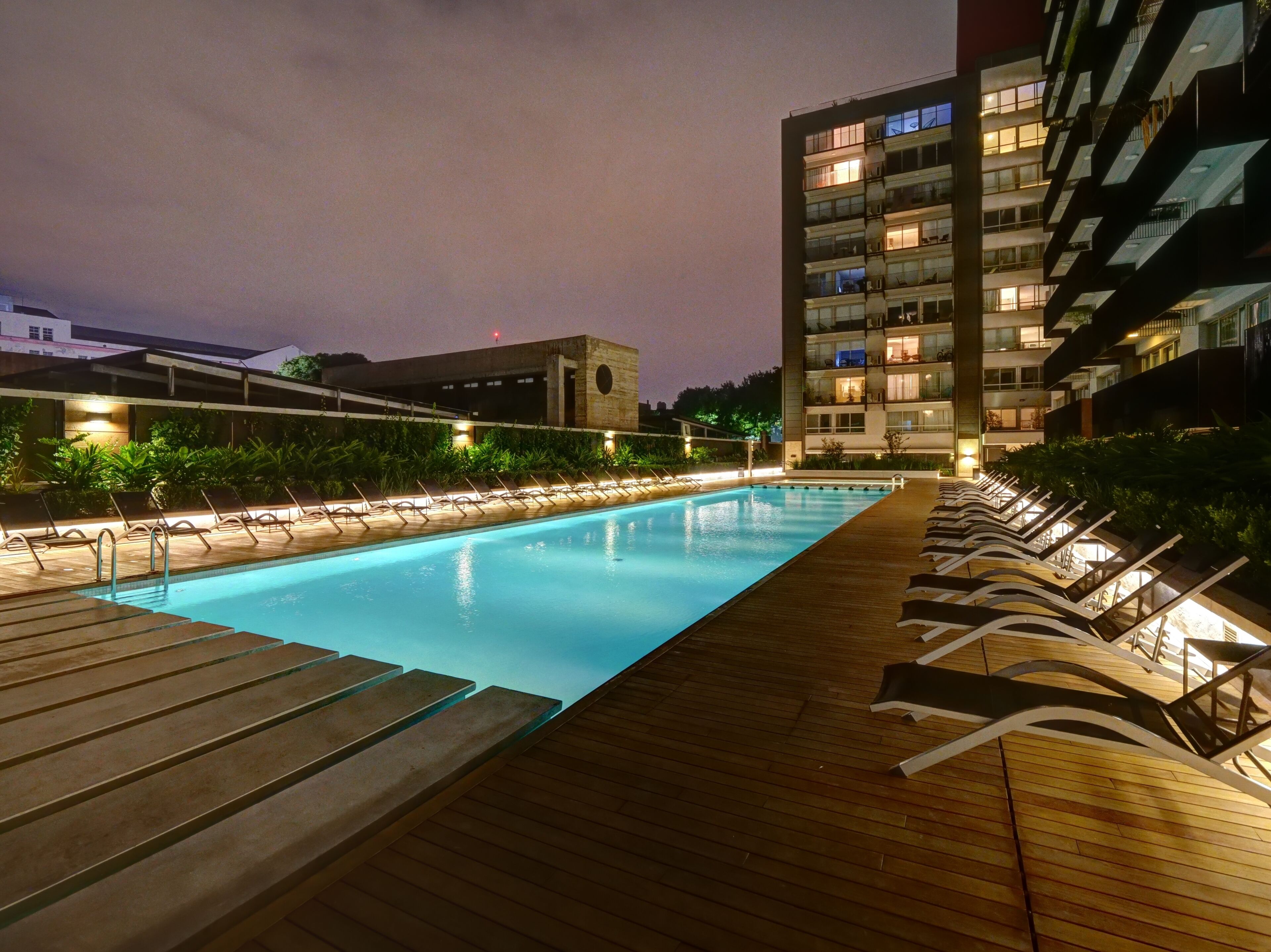 Indoor pool, outdoor pool, sun loungers