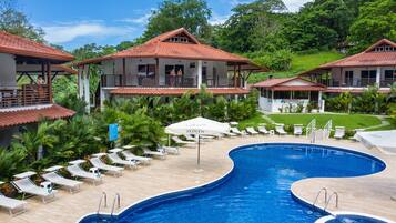 Outdoor pool, open 9:30 AM to 9:30 PM, pool umbrellas, sun loungers