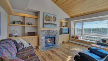 TV connectée, cheminée, lecteur de DVD, vidéothÚque