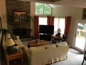 TV, fireplace, DVD player, stereo