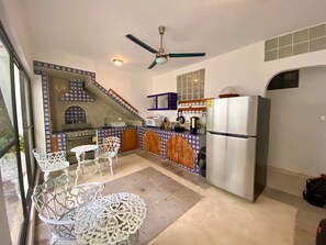 Fridge, electric kettle