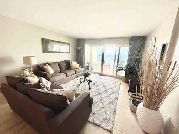 Flat-screen TV, DVD player, books