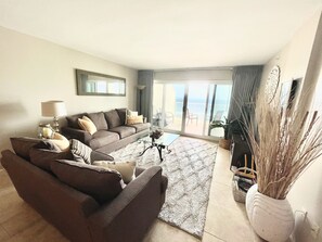 Flat-screen TV, DVD player, books