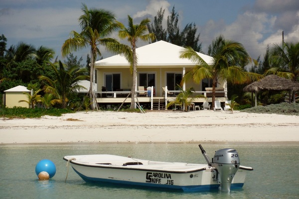 This is Kokomo viewed from the water & shows the Carolina Skiff that is included
