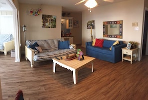 TV connectée, cheminée, lecteur de DVD, livres