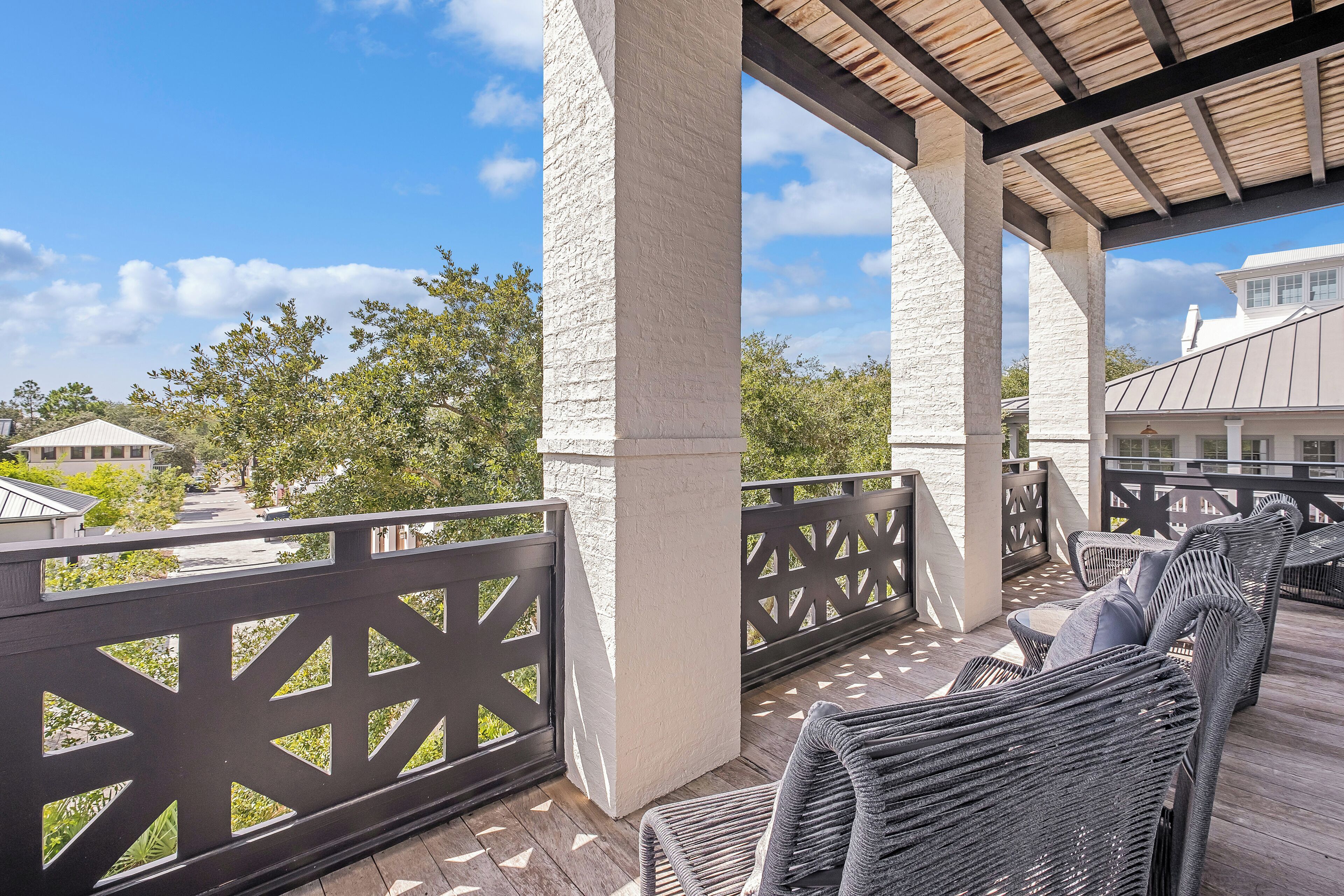 Balcony seating for four and two sun loungers off master bedroom 1