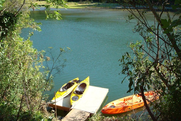3 kayaks (2 single and 1 double) kept at dock in summer. Stored at other times.