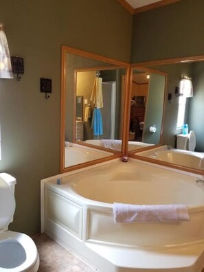 Combined shower/tub, hair dryer, towels - Private beach, quiet cove, beautiful deck view! (Longtown)