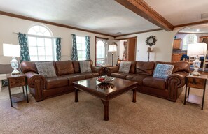 Smart TV, fireplace, video games, DVD player