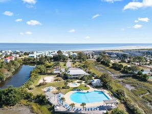 Pool - Ocean & Marsh Views! 5BR 5BA, free Golf Cart, See Our Reviews! (Saint Helena Island)