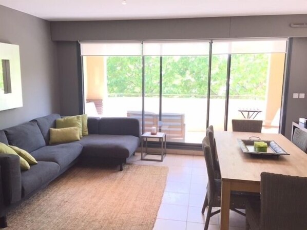 TV, DVD player, books, music library