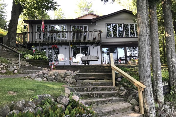 Lake Level Porch with Grill, Seating, and Fire Pit