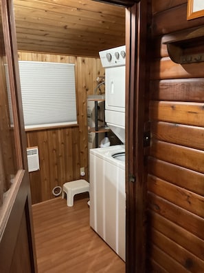 New full size washer/dryer combo in the laundry room.
