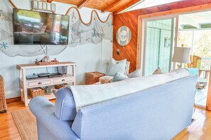 Télévision, cheminée, lecteur de DVD, chaîne hi-fi