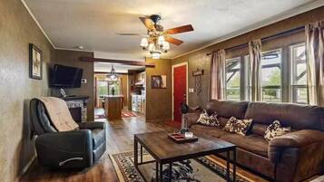 TV connectée, cheminée, chaîne hi-fi