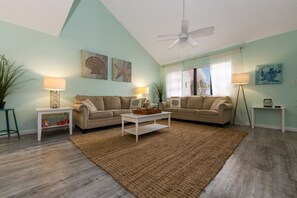 Smart TV, DVD player, books, video library