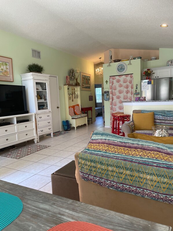 Smart TV, DVD player, books