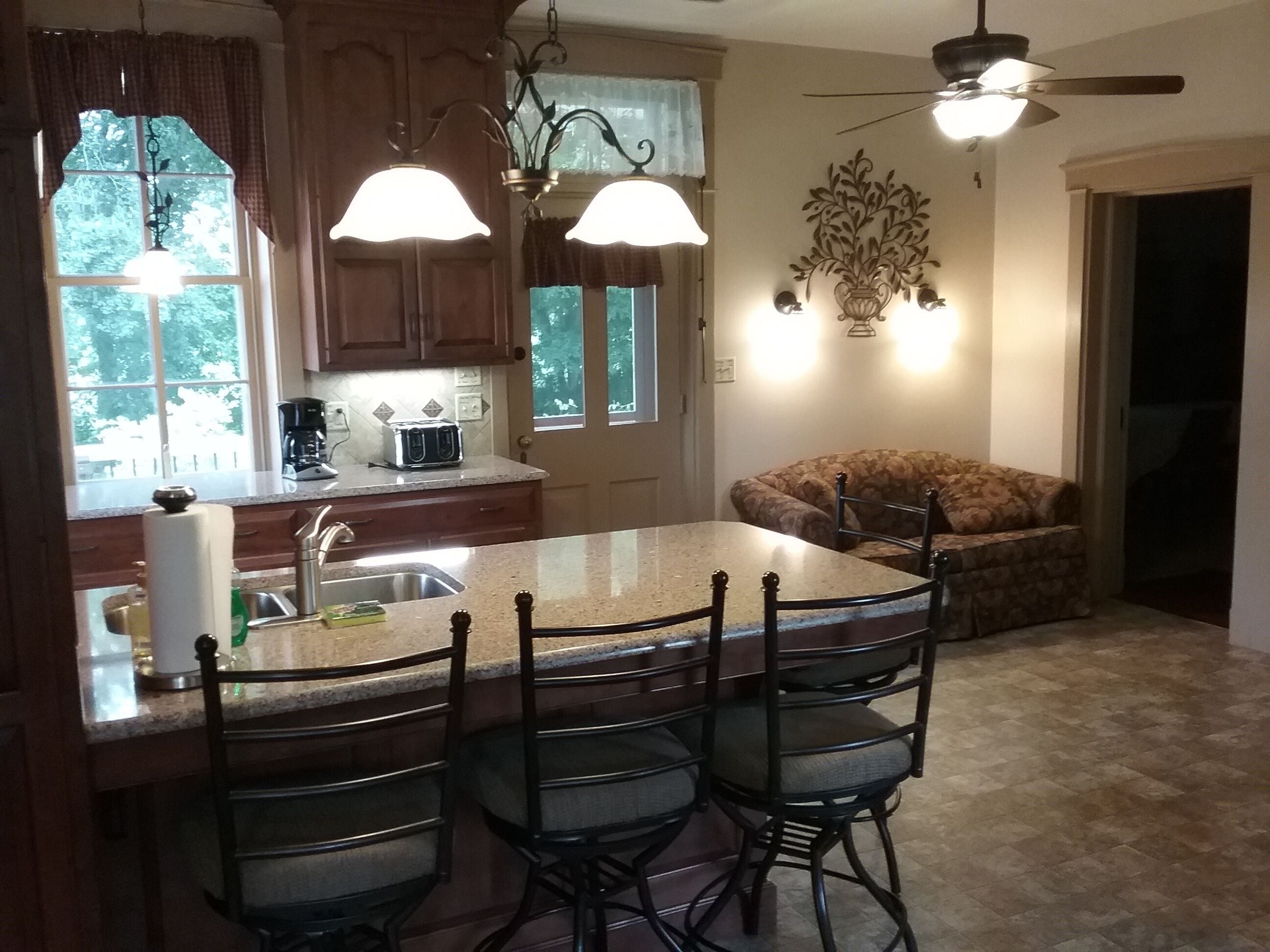 Main kitchen  peninsula and sleeper sofa