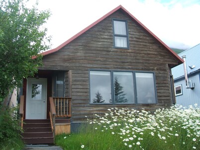 Vistas a la bahía de la montaña en el centro de Seward 