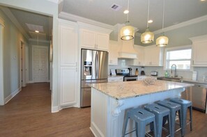 Fridge, microwave, oven, stovetop - Beautiful 4 Bedroom, 3 bath Beach Home. Sleeps 16. (Crystal Beach)
