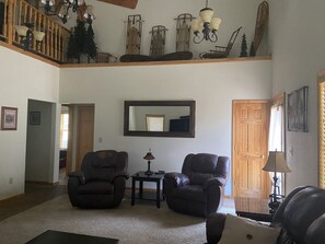 Smart TV, fireplace, DVD player, foosball