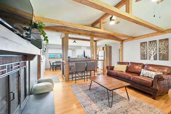 Smart TV, fireplace, video games, books
