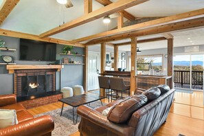 Smart TV, fireplace, video games, books