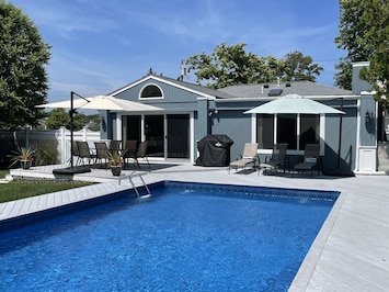 Backyard patio and pool