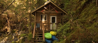 Pepper Creek Cabin ligger pÄ sin egen privata strand!