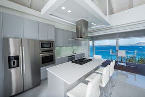 kitchen with view of Caribbean Sea