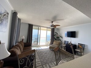 TV, DVD player, stereo