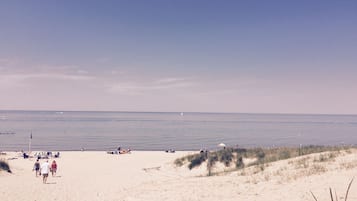 Plage à proximité, chaises longues, serviettes de plage