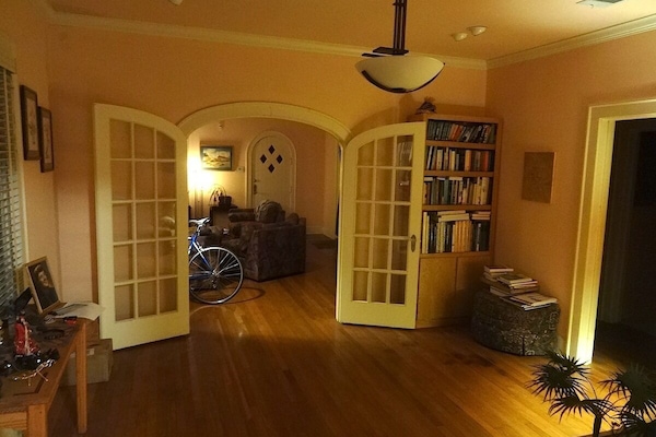 from kitchen looking through dining room to living room