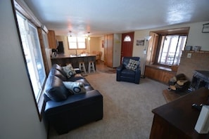 TV, DVD player, video library