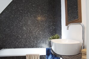 Hair dryer, soap, toilet paper