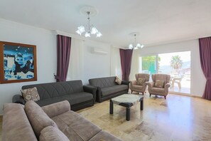 Smart TV, fireplace, DVD player, books