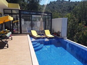Indoor pool, outdoor pool - Secluded villa with own indoor & outside pool & mountain view (Kas)