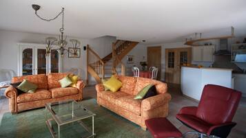TV, fireplace, DVD player, books