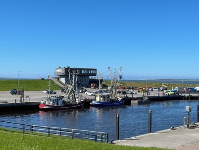 2 apartments in a DHH with sauna and a view of the countryside near the dike