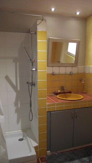 Hair dryer, towels, toilet paper