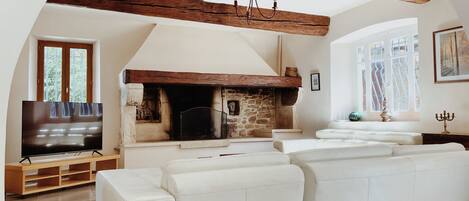 Televisión, chimenea y tenis de mesa