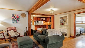 TV, fireplace, DVD player, books