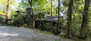Surrounded by a serene forest, this traditional home offers a secluded retreat.