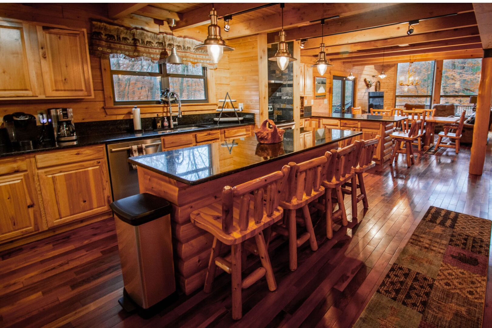 Stream Front Log Home near 7 Springs, 4 BR 