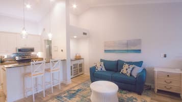 Smart TV, chimenea y videoteca