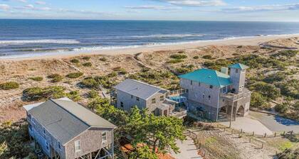 Oceanfront Views in Avon. Home with Boardwalk to Beach, Grill, and More!